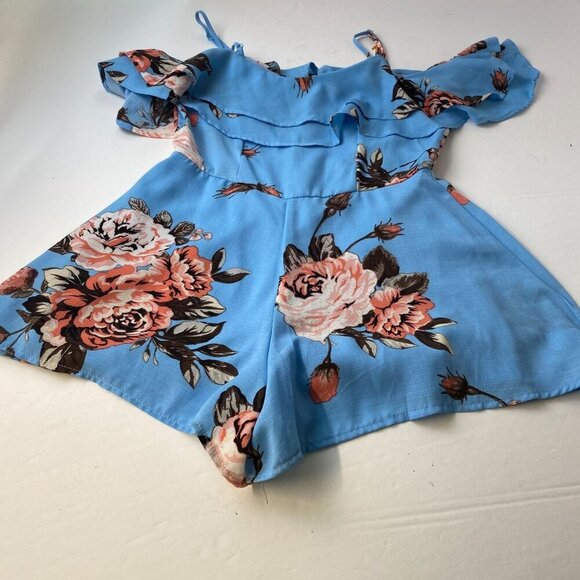 Charlotte Russe Floral Print Off-Shoulder Romper - Size S Womens summer Used - Picture 9 of 9